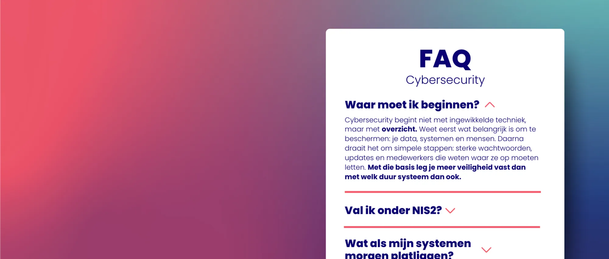 Stay Secure FAQ met veelgestelde vragen over cybersecurity en NIS2 voor MKB-bedrijven