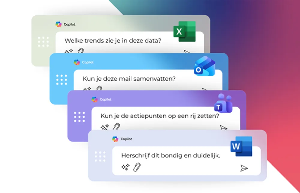 Microsoft 365 Copilot in Outlook, Teams, Word en Excel tijdens de werkdag